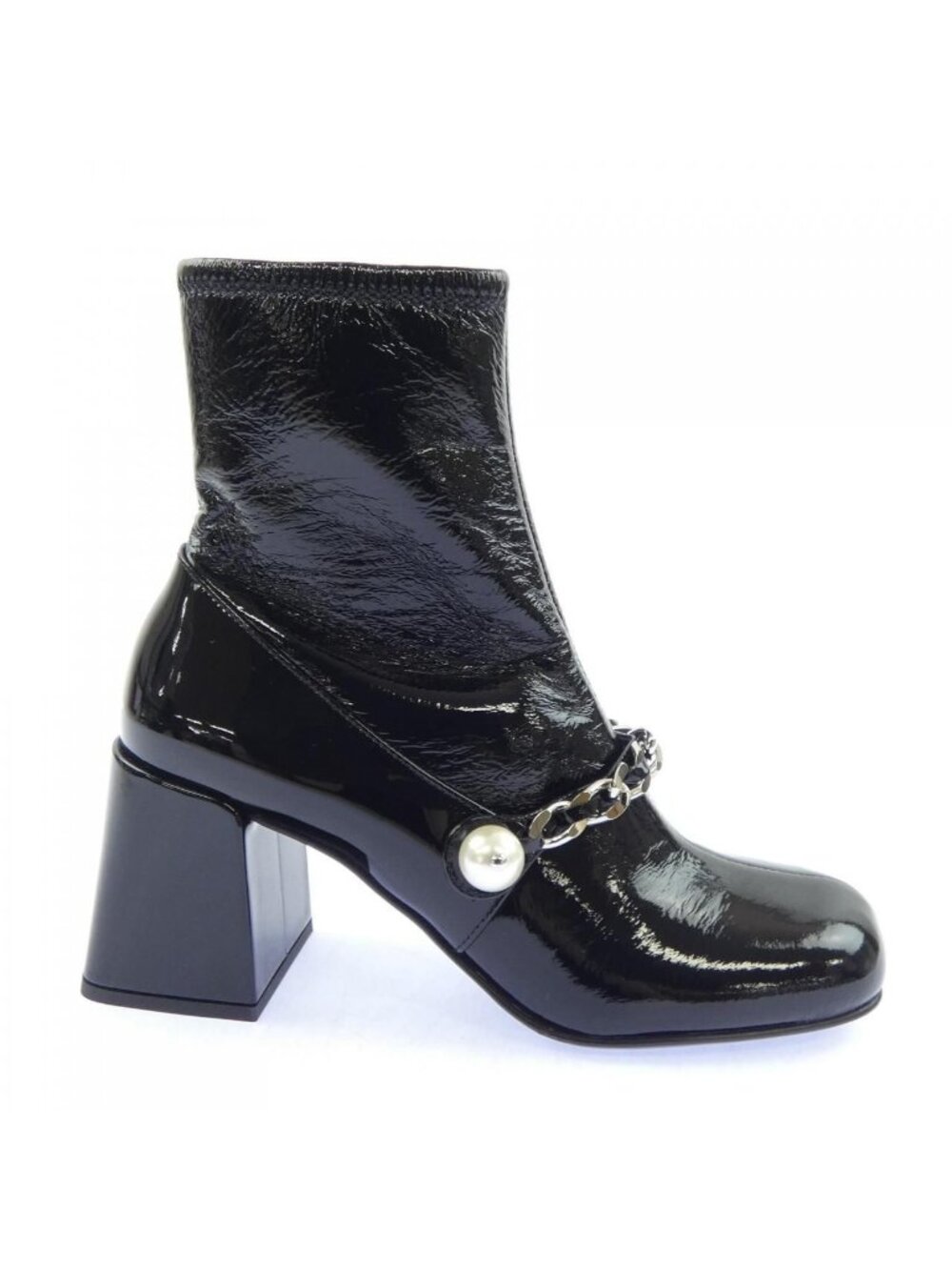 Miu Miu Ankle Boots Silver Chain Strap